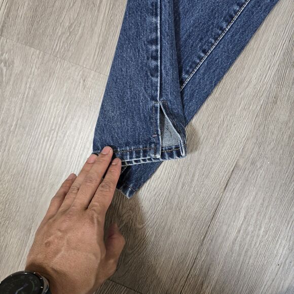 VTG Y2K Structure Relaxed Fit Jeans Men 31x32* Straight Leg Dark Rinse Baggy - Picture 3 of 14